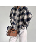 Load image into Gallery viewer, Oversized Plaid Long Sleeve Blouse