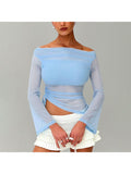 Load image into Gallery viewer, Drawstring Sheer Off-Shoulder Top