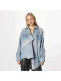 Load image into Gallery viewer, Loose Denim Shirt with Rhinestone Details
