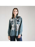 Load image into Gallery viewer, Sequined Denim Loose Button-Up Shirt