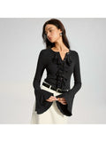 Load image into Gallery viewer, Trumpet Sleeve Ruffle Button Blouse