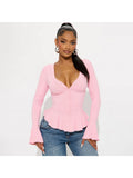 Load image into Gallery viewer, Ruffled U-Neck Button-Up Fitted Blouse