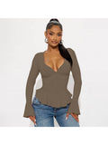 Load image into Gallery viewer, Ruffled U-Neck Button-Up Fitted Blouse